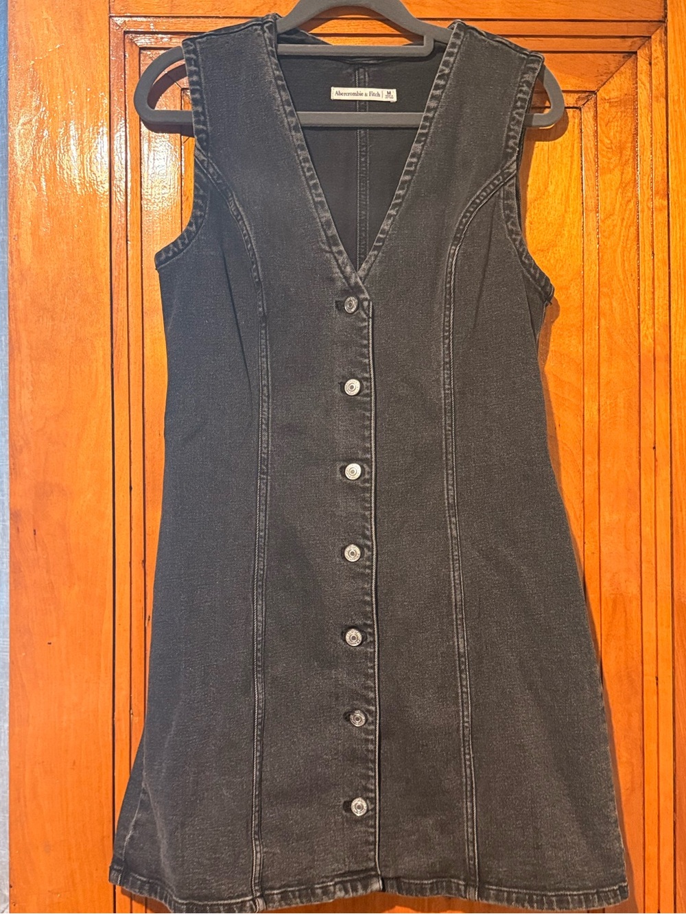 Abercrombie & Fitch Black Sleeveless Button-Front Mini Dress